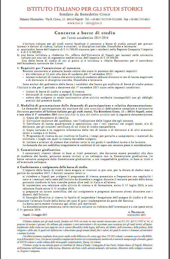 CONCORSO BORSE DI STUDIO 2015-16
