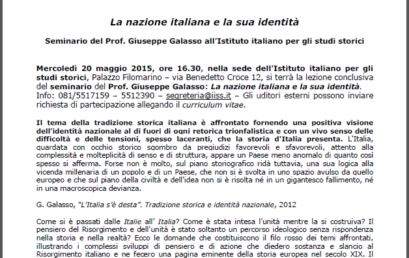 Comunicato stampa Seminario Prof. Giuseppe Galasso