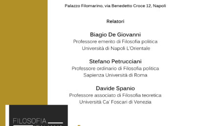 13 maggio 2019: De Giovanni, Petrucciani, Spanio presentano “Neoparmenidismi”, rivista Filosofia italiana xiii, 2018