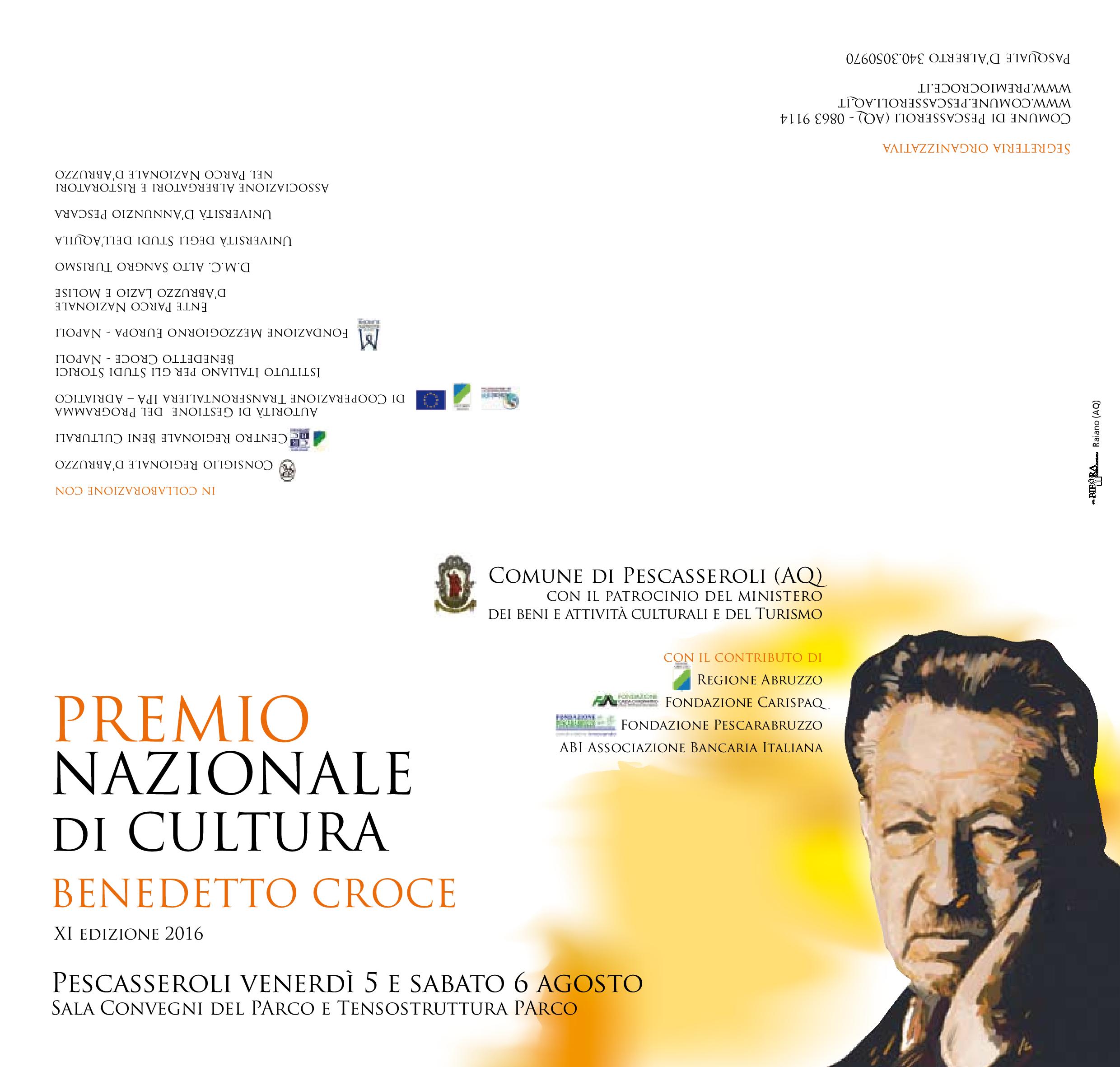 Premio Nazionale di cultura “Benedetto Croce” – XI edizione, Pescasseroli 5-6 Agosto 2016