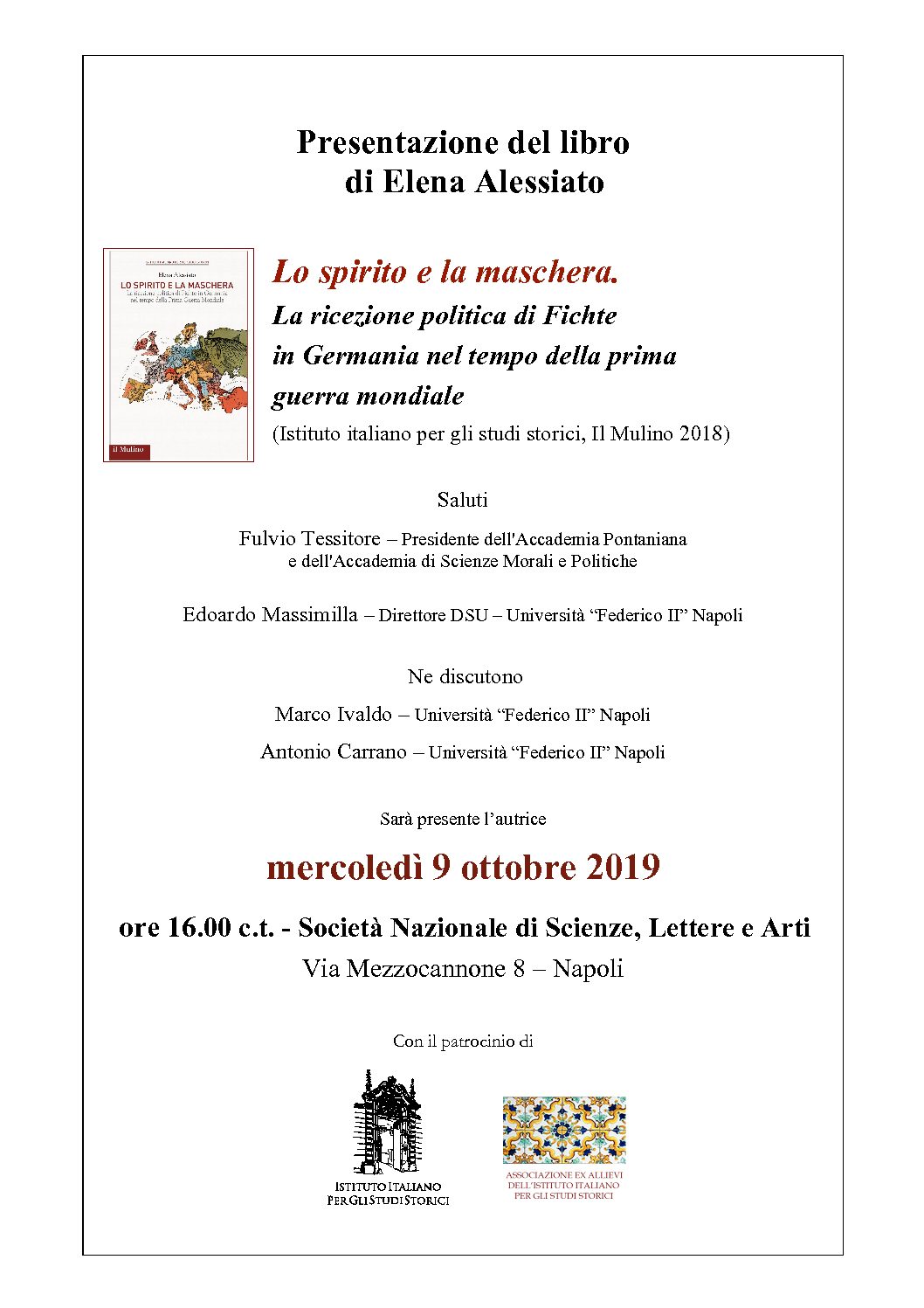Presentazione del libro di Elena Alessiato – Napoli, 9 ottobre 2019