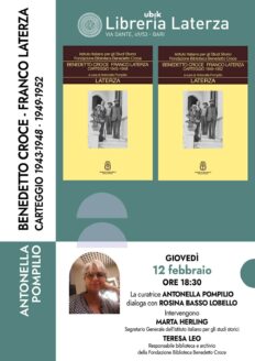 Presentazione del Carteggio Benedetto Croce-Franco Laterza, Bari, giovedì 12 febbraio
